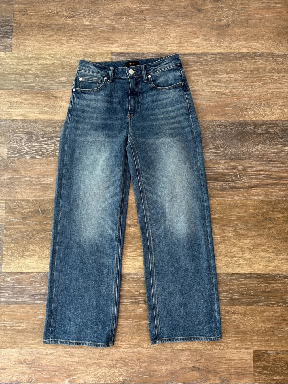 Quince Bella Stretch Relaxed Straight Jeans on Atlantic blue size 27